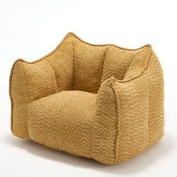 Comfortable Chenille Sofa Chairs With Highly Resilient Foam For Living Rooms And Bedrooms Square Lazy Sofas - Yellow