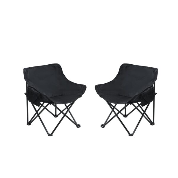 2 Pieces Outdoor Portable Folding Camping Chairs With Carry Bag - Black