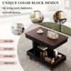 Adjustable End Table With Wheels, Modern Multifunctional Sofa Side Table With Lift Top, 360°Rotating Top And Storage Space For Living Room, Small Space - Black / Brown - Image 8