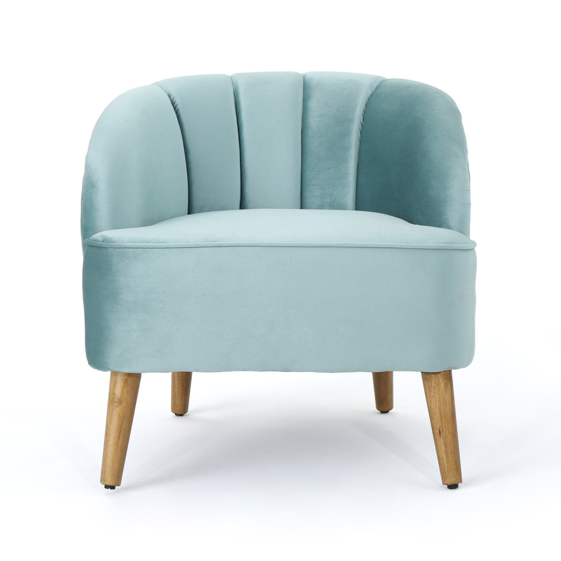 Insightful Channel Tufted Upholstered Accent Chair With Wood Legs - Blue - Image 4