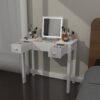 Vanity Table With LED Lights, Flip-Top Mirror And 2 Drawers, Jewelry Storage - Chic White - Image 2