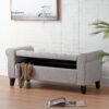Hayes - Contemporary Armed Storage Bench With Button Tufting And Rolled Arms - Light Gray - Image 6
