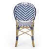 Outdoor Rattan And Aluminum French Armless Bistro Chairs Set - Navy Blue - Image 11