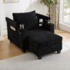 Convertible Chaise Lounge Sofa Chair Bed With USB Ports, Cup Holders & Storage - Black - Image 13
