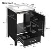 20" Bathroom Vanity With Sink, Soft Close Drawers, Door Organizer, Divider Drawer, Adjustable Foot Pads - Black - Image 3
