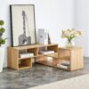 2 Piece Cube TV Stand And L Shaped Entertainment Center With Open Storage And 2 Shelves - Burly Wood - Image 5