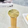 Modern Minimalist Round Dining Table With Glass Top And Metal Legs 35" Diameter - Gold / Transparent - Image 5