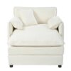 Oversized Recliner Chair With Movable Ottoman, Soft Chenille Upholstered Lounge Chair - Beige - Image 10