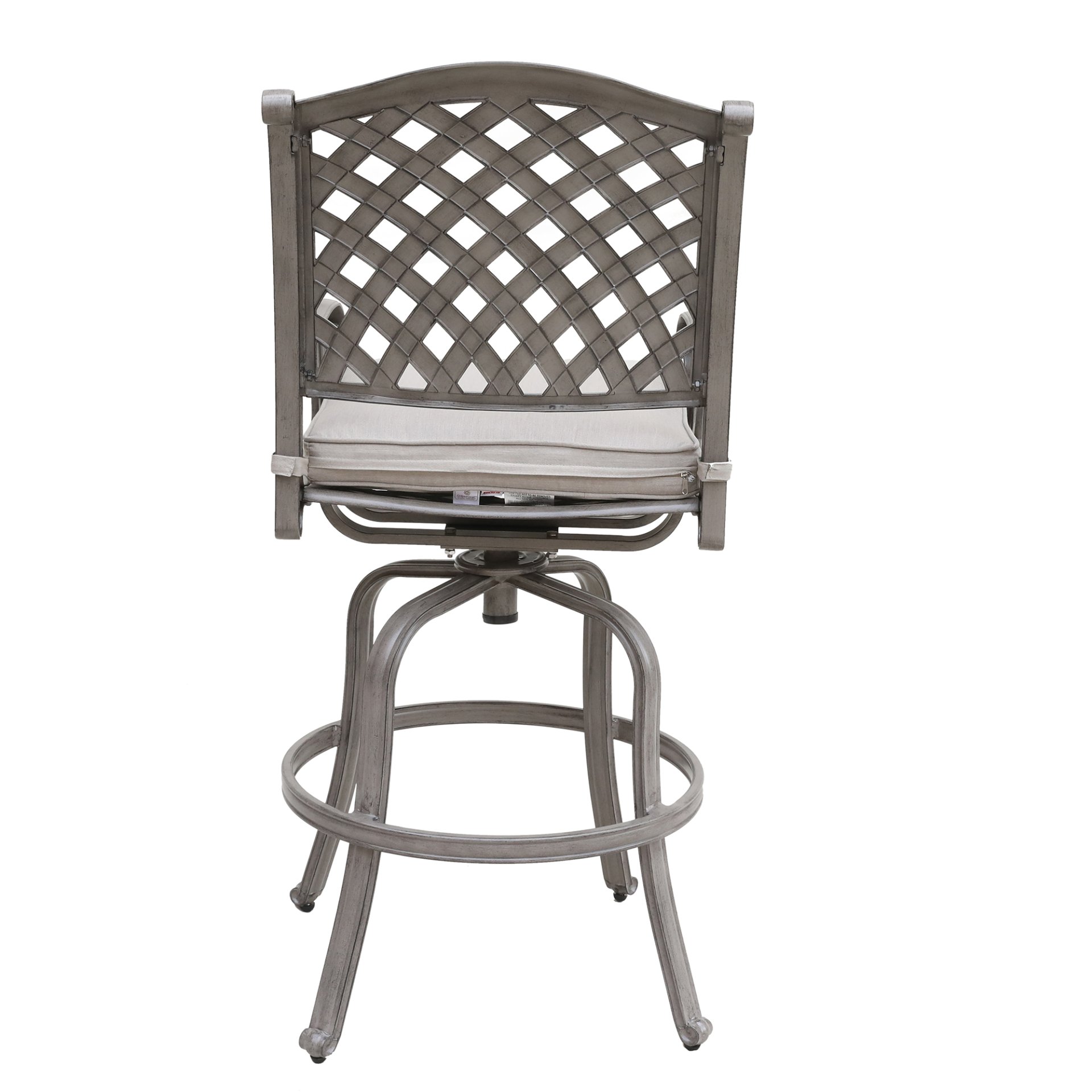 Cast Aluminum Bar Stool With Cushion (Set of 2) - Gray - Image 6
