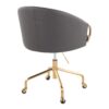 Claire - Contemporary / Glam Task Chair - Gold / Gray - Image 3