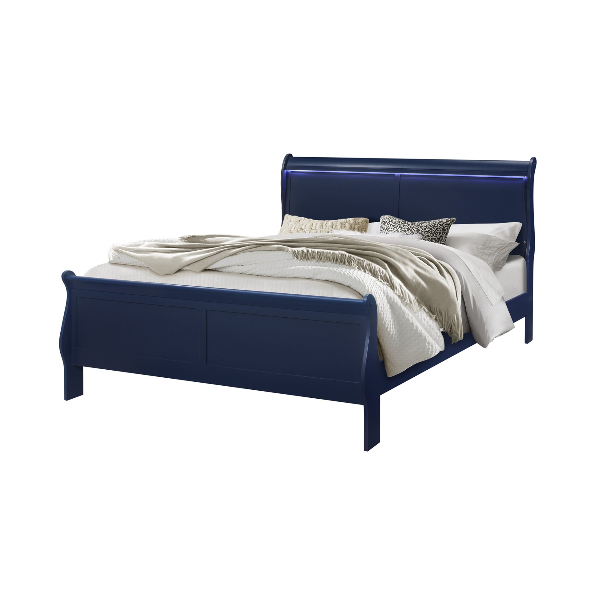 Charlston - King Bed With LED - Blue - Image 6