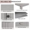 Storage Bench With 3 Shutter-Shaped Doors, Shoe Bench With Removable Cushion And Hidden Storage Space - Gray Wash - Image 7