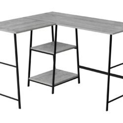 Computer Desk, Home Office, Corner, Storage Shelves, L-Shape, Work, Laptop, Contemporary, Modern - Gray