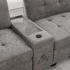 Sectional With Acrylic Table Top U Shaped Couch Set With 2 Consoles USB Charger, Storage Drawers And Pockets Movable Ottoman Tufted Sofa - Gray - Image 10