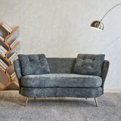 Polyester Fiber Loveseat Sofa Chair Upholstered Couch With Golden Metal Legs Club 2 Seat Sofa For Living Reading Room Bedroom Apartment Small Space Dorm - Gray