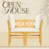 Farmhouse Modern Dining Corner Chairs (Set of 2) With Handwoven Rattan Backrests And Solid Wood Legs - Natural / White - Image 6