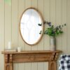 Oval Wall Mirror With Wood Frame, Farmhouse Wood Mirror For Bathroom Entryway Console Lean Against Wall - Brown - Image 6