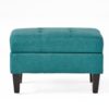 Tufted Waffle Stitch Upholstered Storage Ottoman With Wood Legs - Teal - Image 8