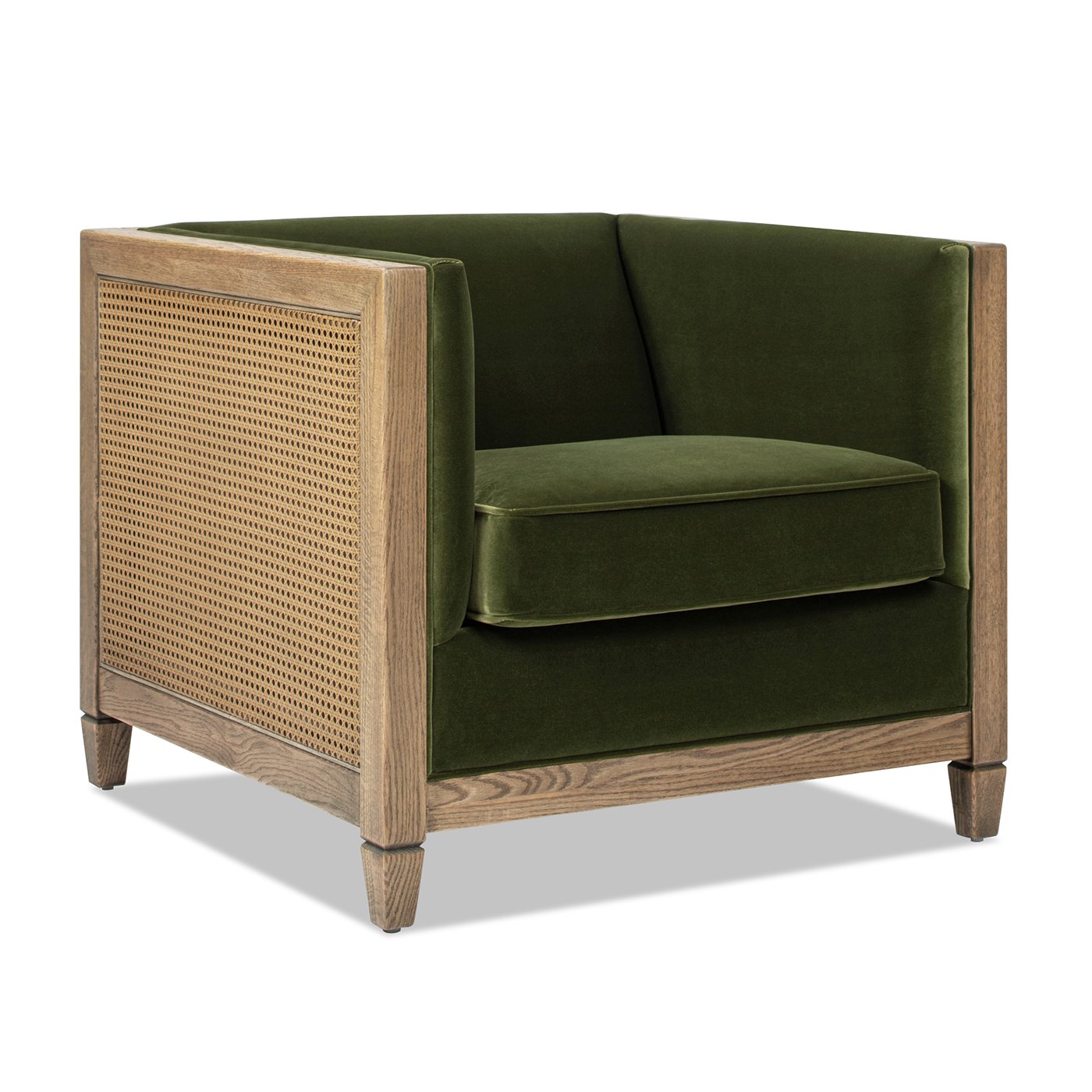 Georgia - Cane Tuxedo Armchair - Olive Green - Image 6