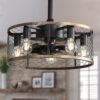 20" Industrial Caged Ceiling Fan With 7 - ABS Blades Remote Control, Small Ceiling Fan Reversible DC Motor - Black - Image 2