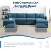 Chenille Modular Sectional Sofa, U Shaped Cloud Couch Set With Double Cushions, 6 Seat Sleeper Sofa Bed With Ottomans, Oversized Indoor Furniture - Blue - Image 13