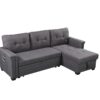 Nathan - Reversible Sleeper Sectional Sofa With Storage Chaise, USB Charging Ports And Pocket - Dark Gray - Image 3