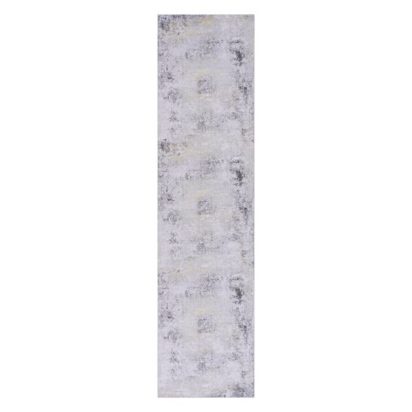 Maval - 2'6'' X 10' Washable Runner Rug - Gray / Gold