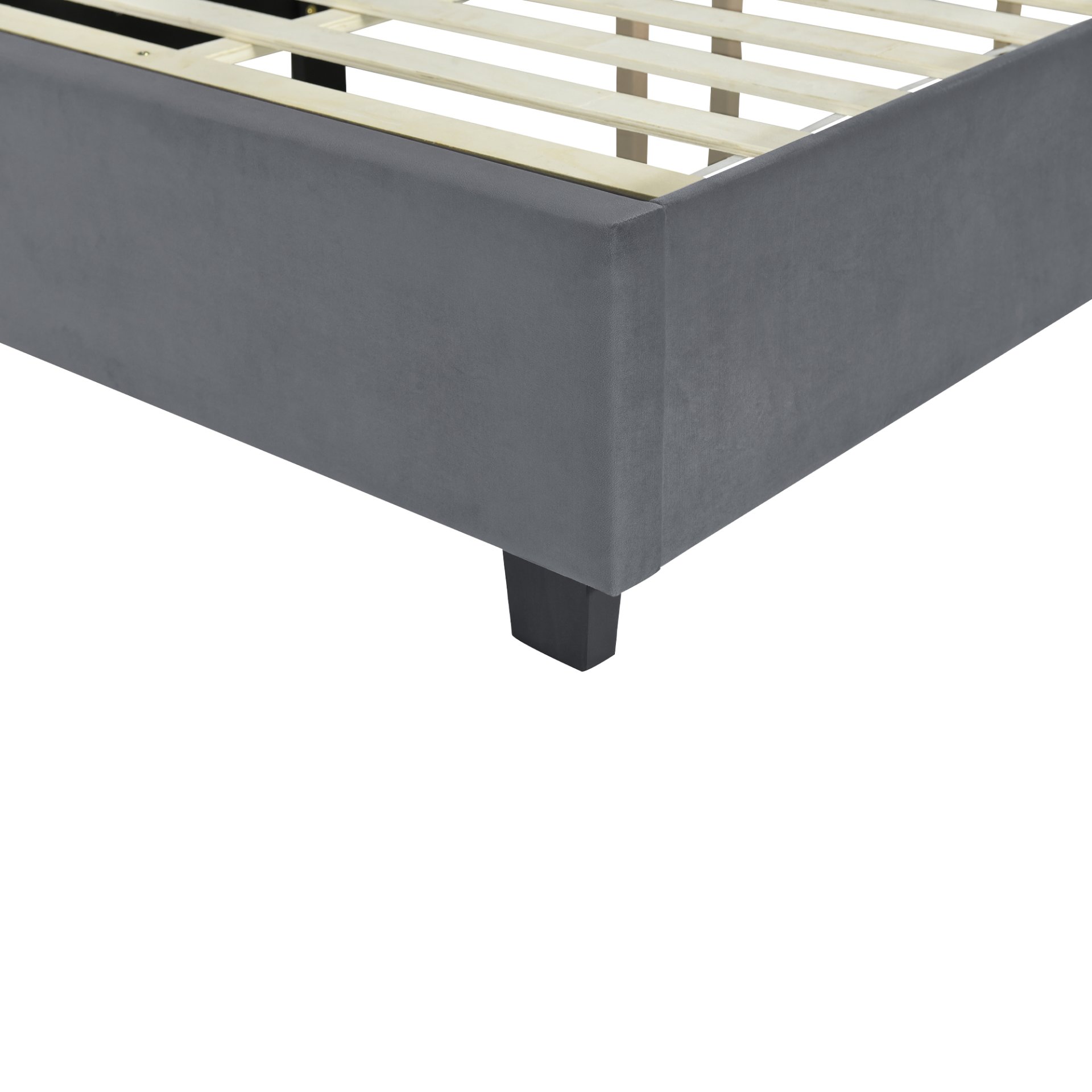 Full Size Upholstered Platform Bed With Big Headboard - Gray - Image 11