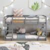 Twin Over Twin Bunk Bed With Ladder - Gray - Image 8