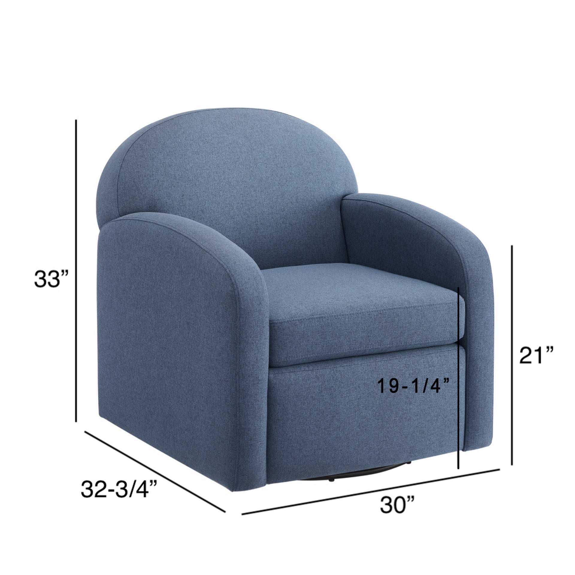 Eddie - Modern Swivel Chair With 360 Degree Functionality In Hemp Like Fabric - Blue - Image 3