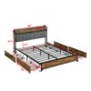 Contemporary Full Size Bed Frame With Storage Headboard Charging Station LED Lights And Metal - Black / Brown / Gray - Image 3