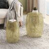 Modern Round Metal Hollow Side Table Set With Openwork Design - Gold - Image 4