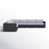 Wide Outdoor Patio Sectional With Cushions - Black - Image 9