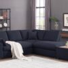 Joshua - Woven Fabric Sectional Sofa With Right Facing Chaise and Console Ottoman - Dark Gray - Image 7