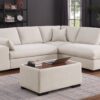 Joshua - Woven Fabric Sectional Sofa With Right Facing Chaise and Console Ottoman - Beige - Image 7