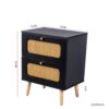 2 Drawer Rattan Nightstand For Bedroom And Living Room, End Table, Side Table With 2 Hand Made Rattan Decorated Drawers - Black - Image 8