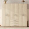 6 Doors Wardrobe Storage For Bedroom, With Big Drawers - Brown - Image 14