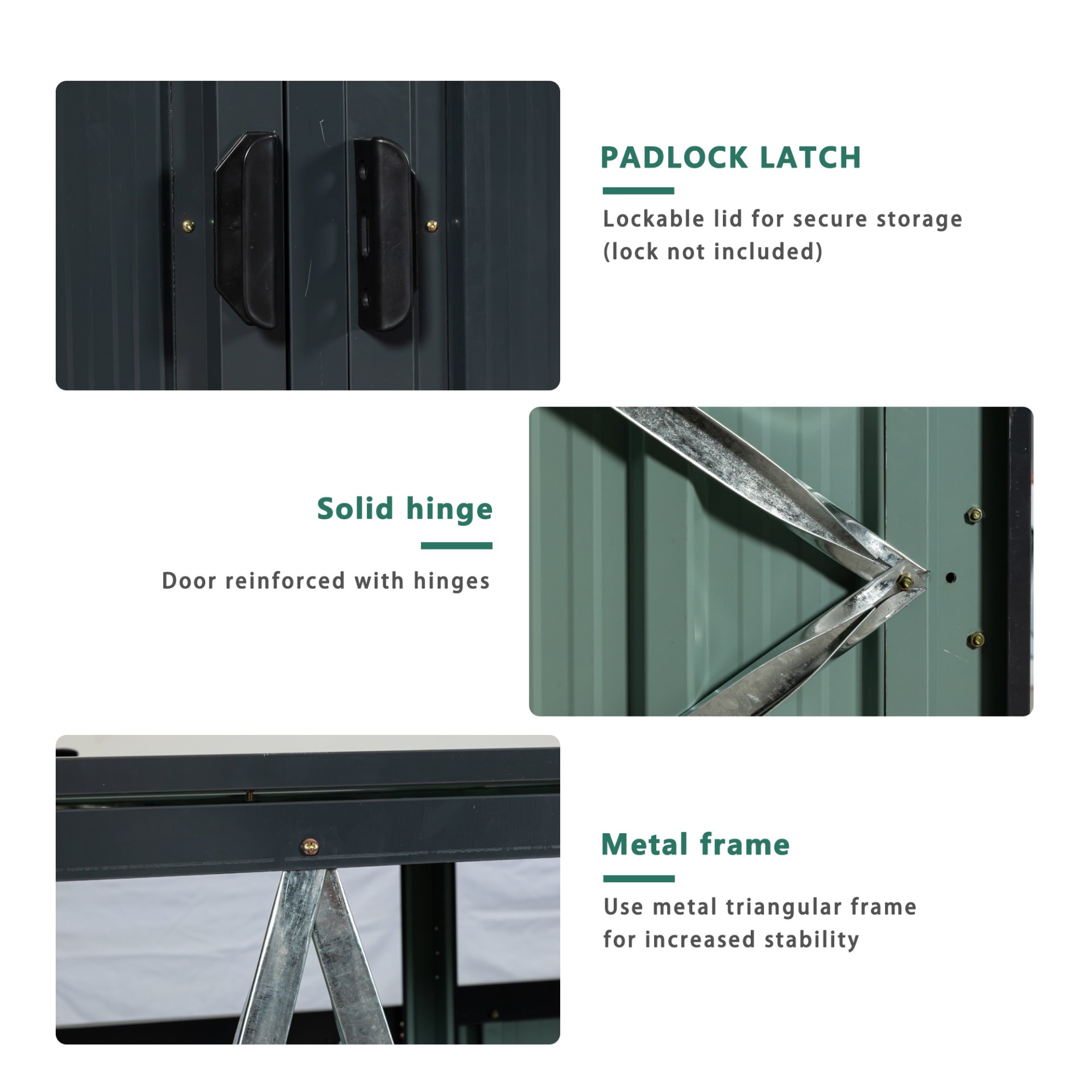 Garbage Bin Shed Stores 2 Trash Cans Metal Outdoor Bin Shed For Garbage Storage, Stainless Galvanized Steel, Bin Shed For Garden Yard Lawn - Charcoal - Image 8