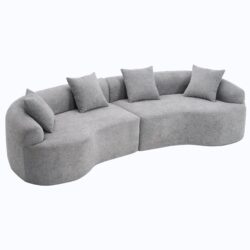 4 Seater Sofa With Chenille Fabric, 30D, 60 Hardness Full Sponge, 4 Pillow For Living Room, Home Furniture Sleeper Sectional Sofa For Apartment - Gray