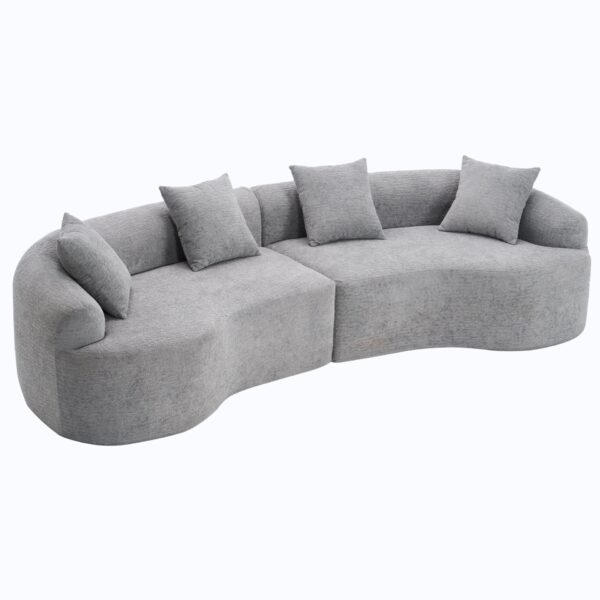 4 Seater Sofa With Chenille Fabric, 30D, 60 Hardness Full Sponge, 4 Pillow For Living Room, Home Furniture Sleeper Sectional Sofa For Apartment - Gray