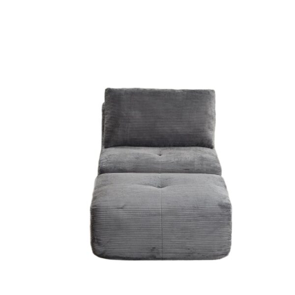 Compressed Sofa, Single Chaise Longue, Movable Ottoman For Living Room - Gray