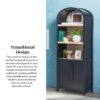 Modern 3 Shelf Open Arched Bookcase Cabinet - Black - Image 12