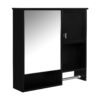Modern Wall Mounted Bathroom Medicine Cabinet, Bathroom Wall Storage Cabinet With Mirror, Over The Toilet Space Saver Cabinet With Towels Bar - Black - Image 16