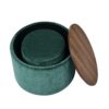 Classic Style 2 Piece Round Chenille Storage Ottoman Set With Drum Shaped Stool, Desktop - Dark Green - Image 10
