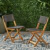Evergreen - Outdoor Wooden Bistro Chair With Wicker Back - Brown - Image 5