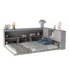 Full Floor Bed With L-Shaped Bookcases, Sliding Doors, Without Slats - Gray - Image 8
