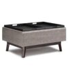 Owen - Tray Top Small Coffee Table Storage Ottoman - Distressed Gray - Image 2