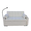 Modern Velvet Loveseat Futon Sofa Couch With Pullout Bed, Adjustable Reclining Backrest - Beige - Image 10