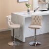 Swivel Velvet Barstools Adjusatble Seat Height From 25-33", Modern Upholstered Chrome Base Bar Stools With Backs Comfortable Tufted For Home Pub And Kitchen Island (Set of 2) - Beige - Image 17