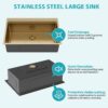 33" Drop In Kitchen Sink With Workstation Ledges 16 Gauge T304 Single Bowl Sink - Gold - Image 10